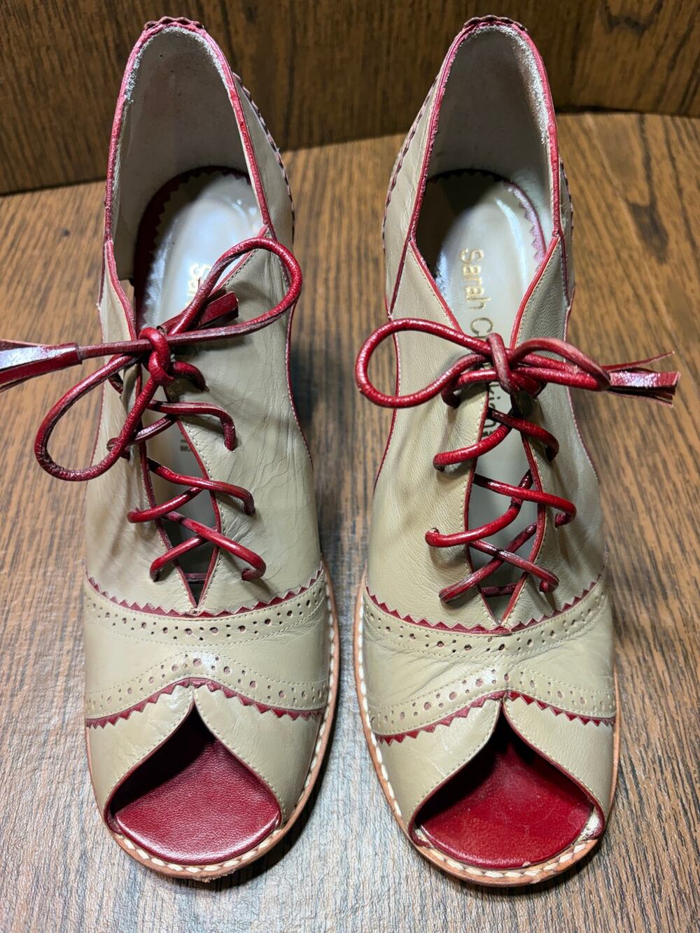 Sarah Chofakian Mary Jane Lace Up Peep Toe Size EU38 Handmade in Brazil - Picture 1 of 14